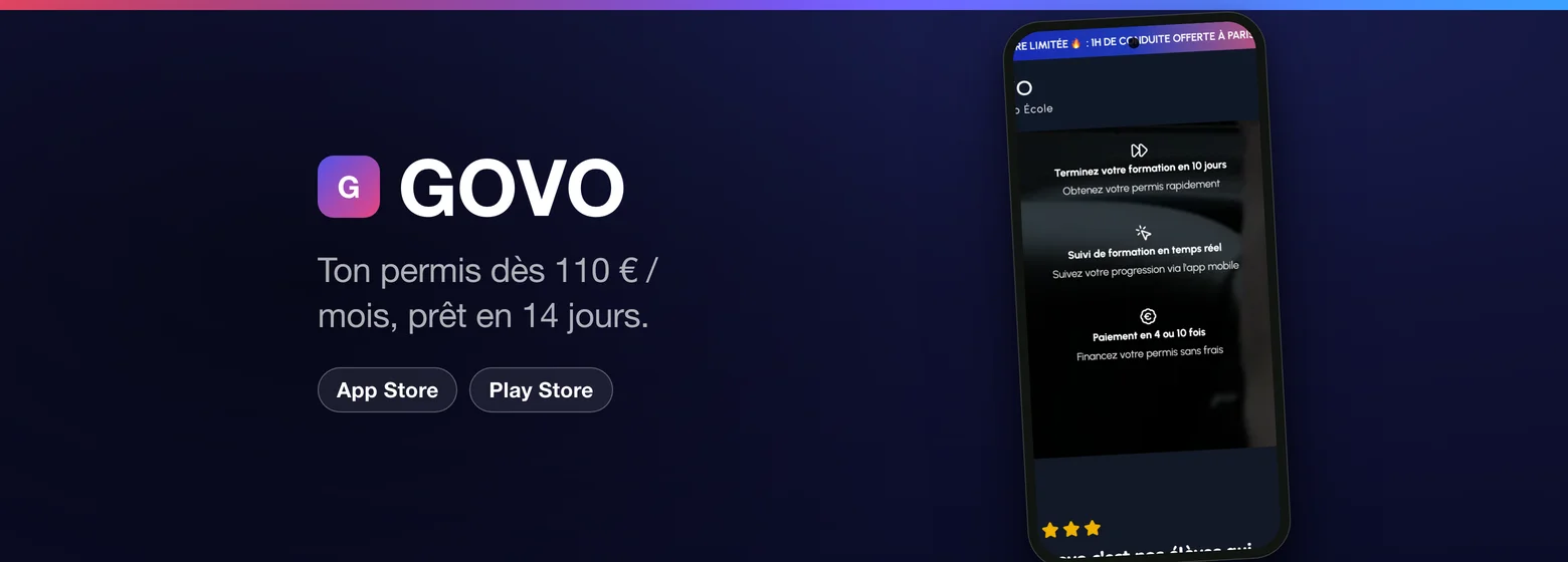 Aperçu du projet Govo Application mobile